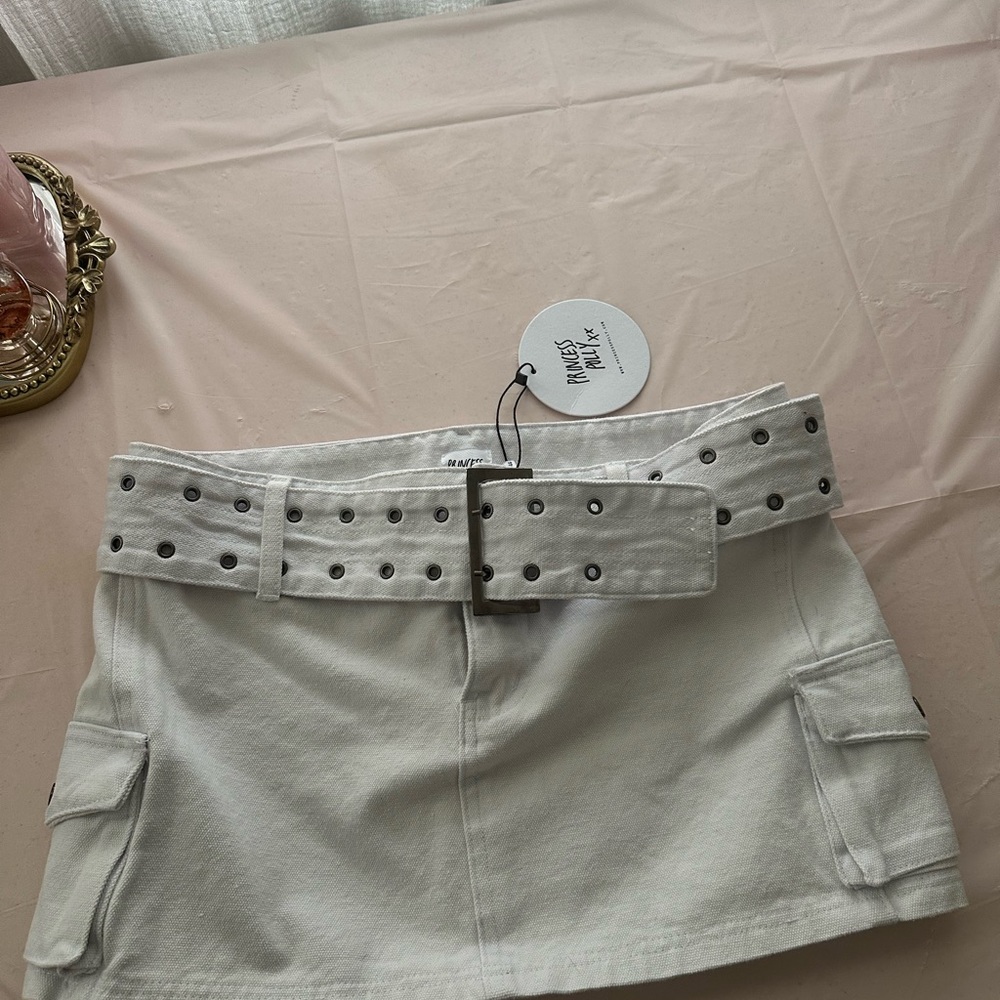 Princess Polly Iconic Cargo White Mini Skirt